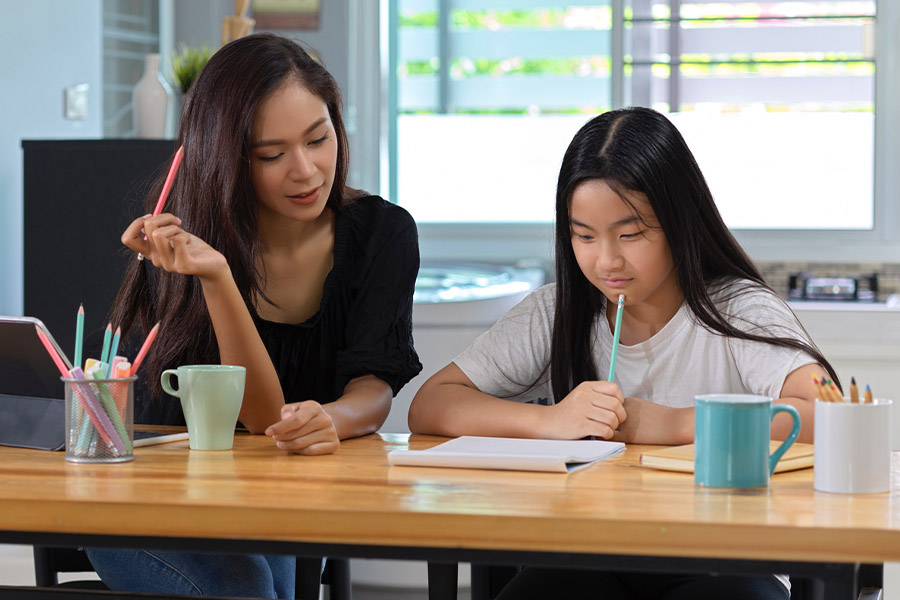 student and tutor together at a desk in Santa Barbara